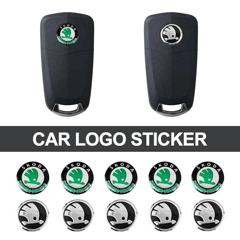 Car Sticker 2025 Hot 10mm Car Remote Key Sticker Aluminum Emblem Decal For Skoda Octavia Kodiaq Fabia Superb Rapid Kamiq Karoq D