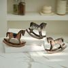 Wooden Rocking Horse Figurine Vintage Wood Carving Pony Statue Sculpture Home Office Desktop Decoration Ornament