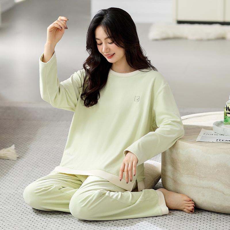 Пижама из флиса Island Женская Весенне-осенняя Утолщенный флис Коралловый флис Повседневная Можно носить на улице Домашняя одежда Осенне-зимний Тонкий флисовый костюм