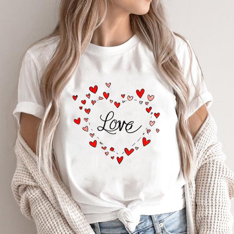 (Asian Size) letter lovely style Fashion Female Casual Clothing Graphic Tee Women's Top Print O-neck T Short Sleeve T-shirts