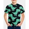 Round Neck 3D Dinosaur Printed Top Casual Short Sleeved Children's Boy T-shirts - Soft Medium Stretch Polyester Fabric Summer Relaxed Fit Clothing
