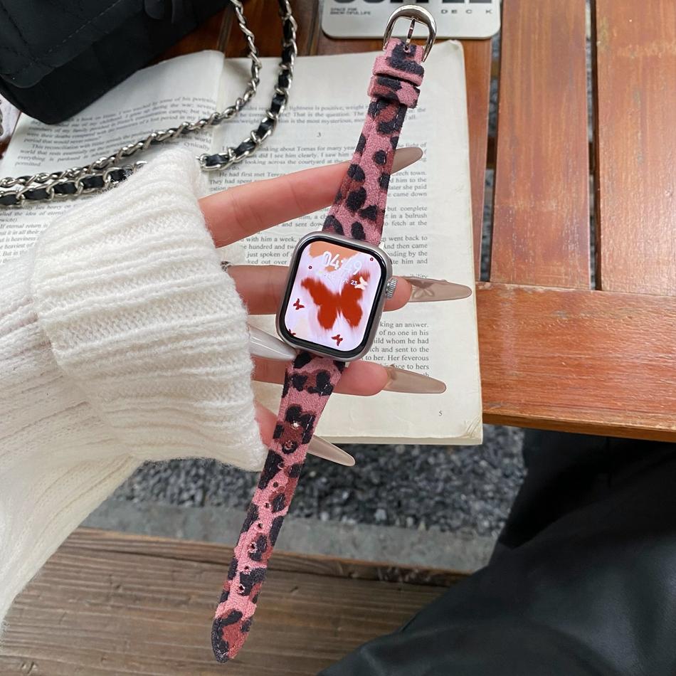 Woman Leopard Print Leather Strap For Apple Watch Band S11/10/9/8/7/SE/Ultra IWatch 49/46/45/44/42/41/40/38mm High-end Bracelet