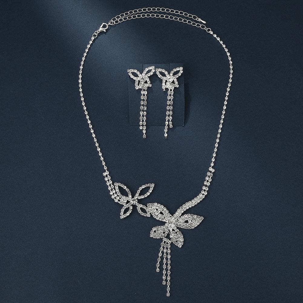 Купите преувеличенное персонализированное ожерелье-бантик с бриллиантами, серьги, комплект украшений, персонализированную цепочку на шею, полную бриллиантов.