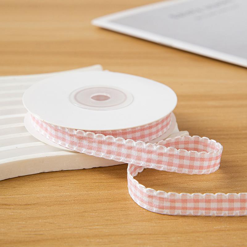10yards/Roll Wave Edge Candy-Colored Plaid Ribbon 1CM Lace Checkered DIY Hair Accessories Gift Cake Box Decor Bouquet Bow