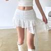 Women's Irregular Skirt with Lace Edge and Ribbon