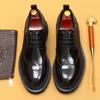 Туфли из натуральной кожи на платформе для иностранных товаров, мужская внутренняя трехслойная подошва из коровьей кожи, блестящие туфли с британской гравировкой