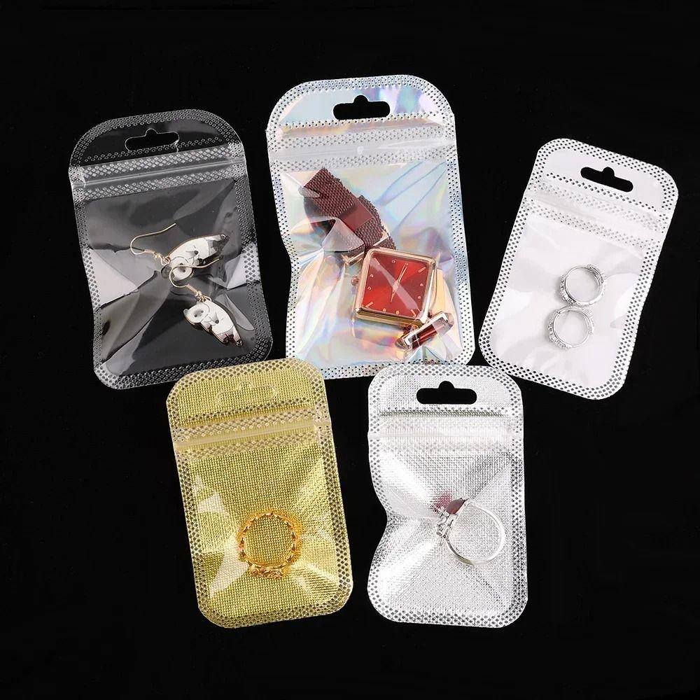 50Pcs Earrings Rings Necklace Display Plastic Organizer Bag Pouch Jewelry Packaging Bags