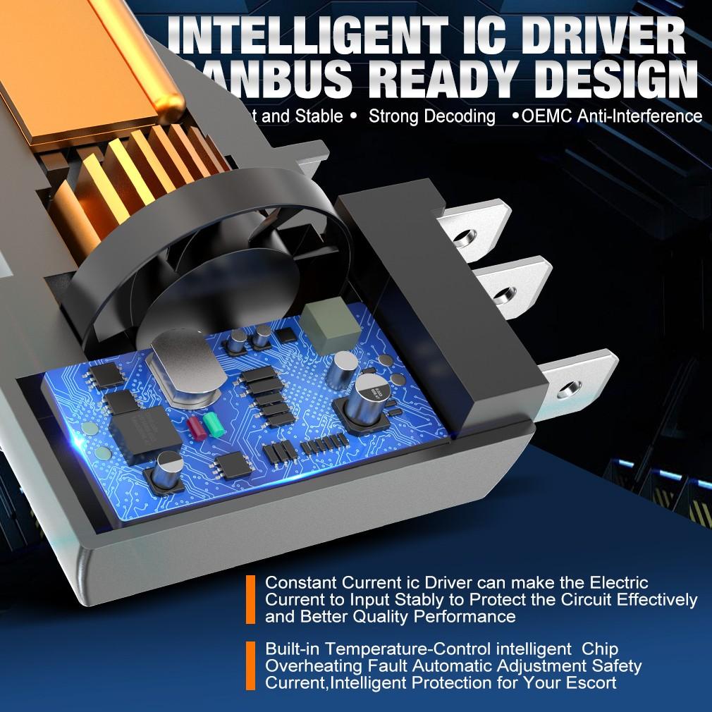 2Pcs All-metal H15 LED Headlight Bulbs High Power 6500K High Beam CSP Chip DRL Driving Lamp 120W 40000LM Turbo Fan For Volkswage GOLF MK6 BMW 12V