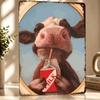 Cow Drinking Milk Personalized D Textured Metal Poster Wall Art Tinplate Sign for Luxury Decoration Home Decor Items Wand Deko