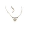 Chanel Gold Triangle Double C Rhinestone Metal Pearl Necklace Women necklace ABA532-B10512-NN117