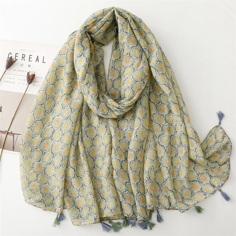Thin Fashion Aztec Paisley Floral Tassel Viscose Shawl Scarf High Quality Wrap Pashmina Stole Bufandas Muslim Hijab 180*90Cm