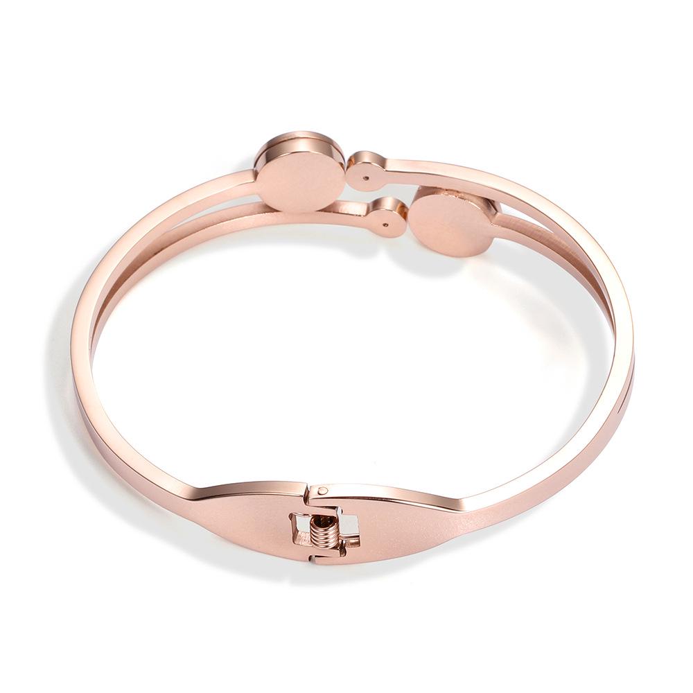 Браслет из титановой стали 304 Открытый женский браслет из розового золота Lucky Tree с бриллиантами