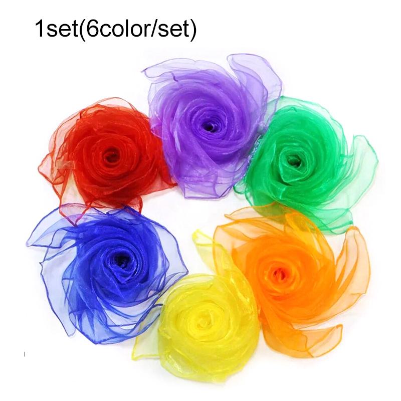 6 цветов/лот Гимнастические шарфы Детские игрушки для спорта на открытом воздухе Танцевальные жонглирующие полотенца Конфетных цветов Гимнастическое полотенце Танцевальная марля TMZ