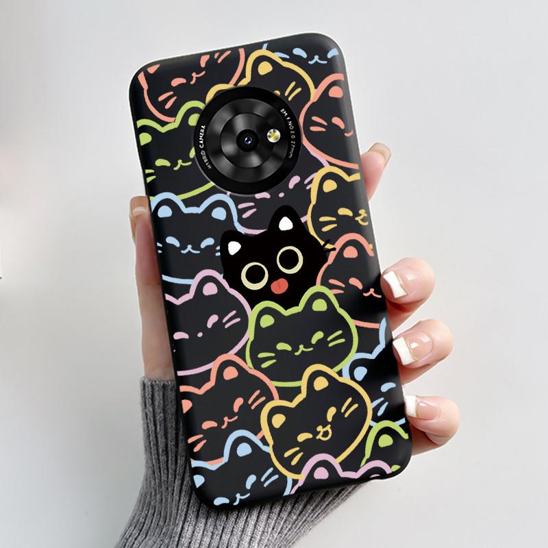 New Unique Cartoon Design Soft Silicone Black Casing For TCL Suixuetang M1 Fluffy Kitten Pattern Shockproof Protective Cover