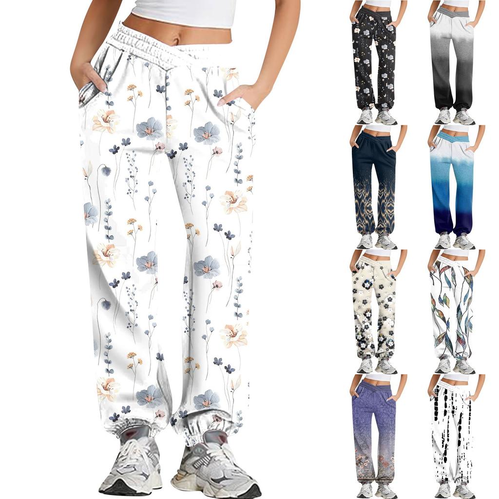 Women's Casual Fashion Printed Sweatpants Sweatpants Trousers Elastic Waisted Drawstring Pants
