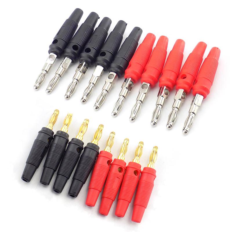 10 шт. 4 мм штекер банана аудио динамик винт золото посеребренные пластины штекеры беспаечный разъем 5 шт. красный 5 шт. черный