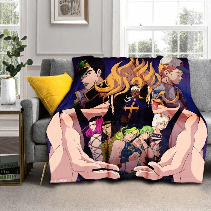 Фланелевое одеяло с 3D принтом аниме Jojo Bizarre Adventure для косплея, для кроватей, походов, пикника, модное покрывало, одеяло