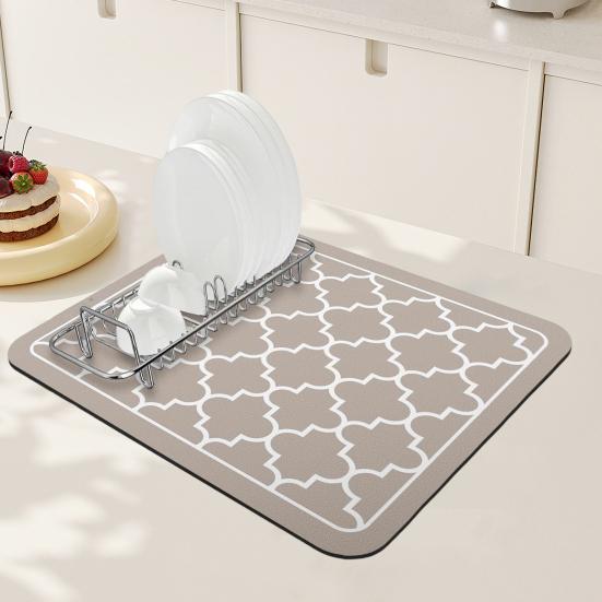 Коврик для сушки посуды Большой абсорбирующий коврик для сушки посуды для кухонной стойки Многофункциональный кофе-ванная комната