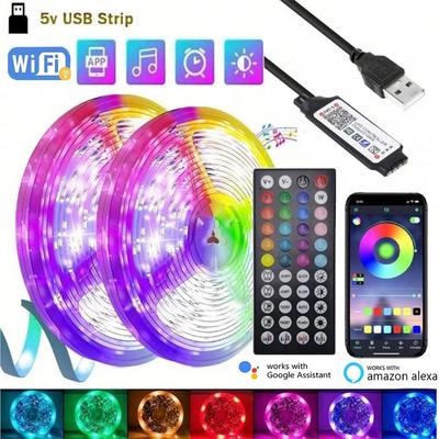 5V USB Светодиодные ленты 5050 RGB Светодиодная лента Многоцветная лампа Управление через приложение Синхронизация с музыкой Подсветка для ТВ-лента для украшения комнаты