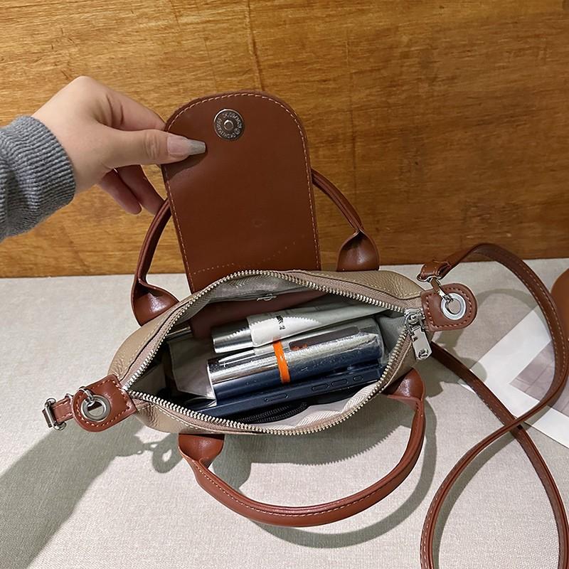 Women's 2025 new fashionable contrasting color portable small square bag trendy versatile shoulder messenger large capacity bag