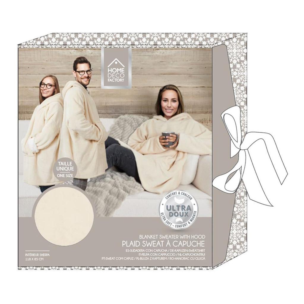 Beige Insulated Sweatshirt/Snuddie With Pocket