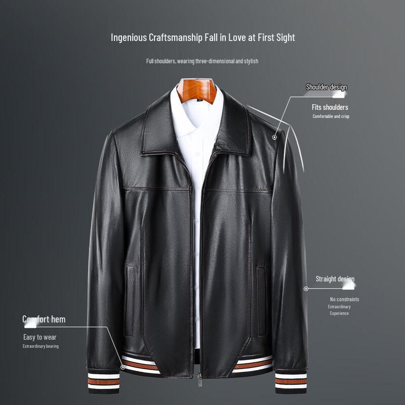 Futing Men's Genuine Sheepskin Leather Motorcycle Jacket