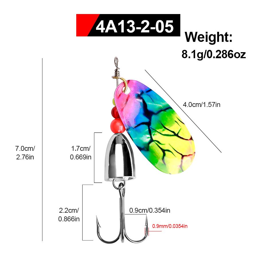FTK Spinner Bait 4.1g 4.6g 7.4g 10.8g 12.5g Spoon Lures Pike Metal with Treble Hooks Arttificial Bass Bait Fishing Lure