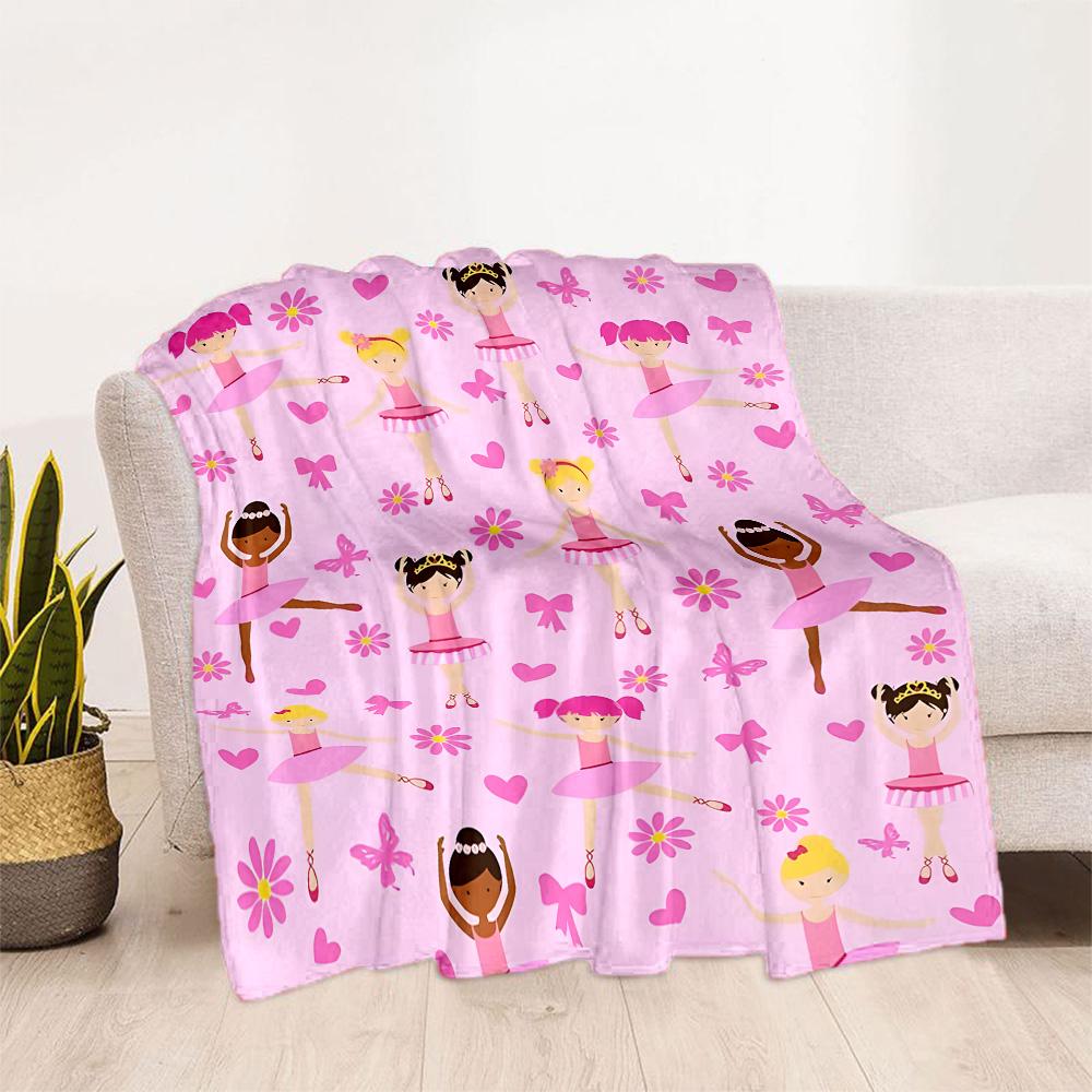 Dreamy Ballerina Flannel Blanket - Soft and Comfortable, Suitable for Sofas, Beds, Offices, Travel, and All Seasons, Making It A Perfect Holiday Gift.
