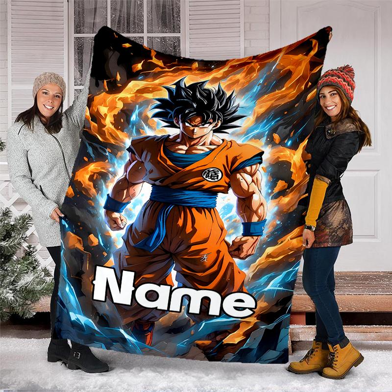 Personalized Custom Name Blanket - Dragon Ball Print Design,Blanket for Sofa,Bed,Travel,Camping - Soft and Warm, Great Gift