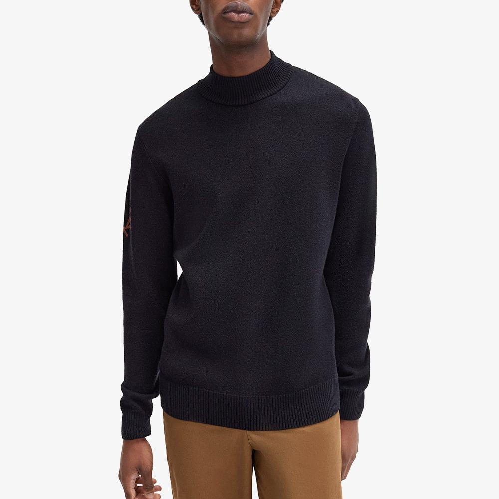 Fred Perry [Острый] Вязаный джемпер с воротником-стойкой и лавровым венком - Черный Afpm2438530-102