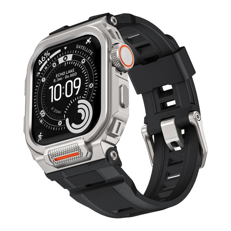 Vibrant Zinc‑Alloy Cover Integrated Silicone Replacement Watch Band Strap For Apple Watch Series 11 / 10 46mm