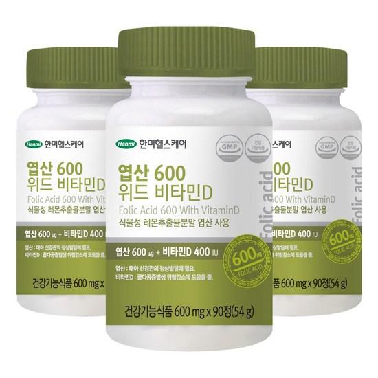 Hanmi Healthcare Folic Acid 600 with Vitamin D,Korean Health Food