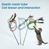 Дразнилка для кошек с перьями, палочка-игрушка, удочка, интерактивные игрушки для котят, палочка для питомца, эластичная сетчатая трубка, дразнилка для кошек, подарок на день рождения, Рождество