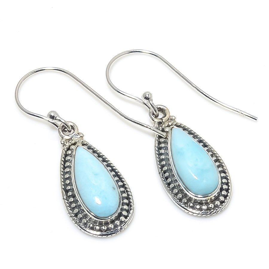 Серьги из чистого серебра 925 пробы с драгоценным камнем Natural Republic Ларимар 1,50 дюйма p9I74