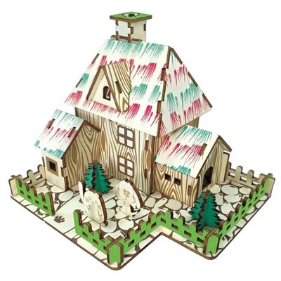 Деревянный миниатюрный дом 3D, воссоздающий четыре деревянных 3D-архитектурных игрушки для самостоятельной сборки, атмосфера интерьера, коллекционный, образовательный подарок для детей и