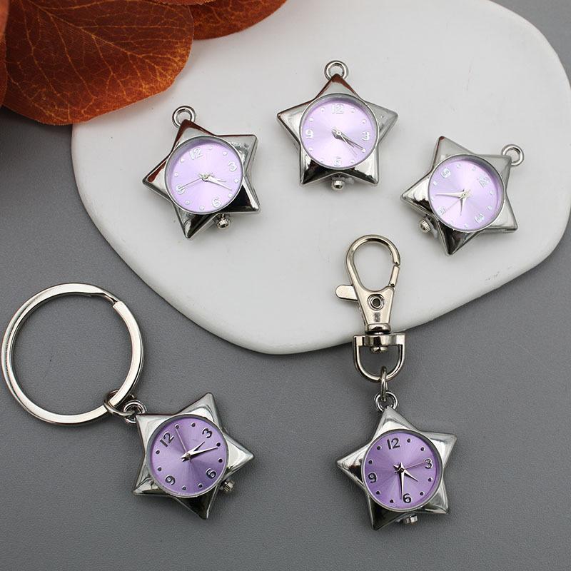 Star Pocket Watch Clock Pendant Keychain Ornaments Retro Trinkets Bag Charms Decor Pocket Watch Gift