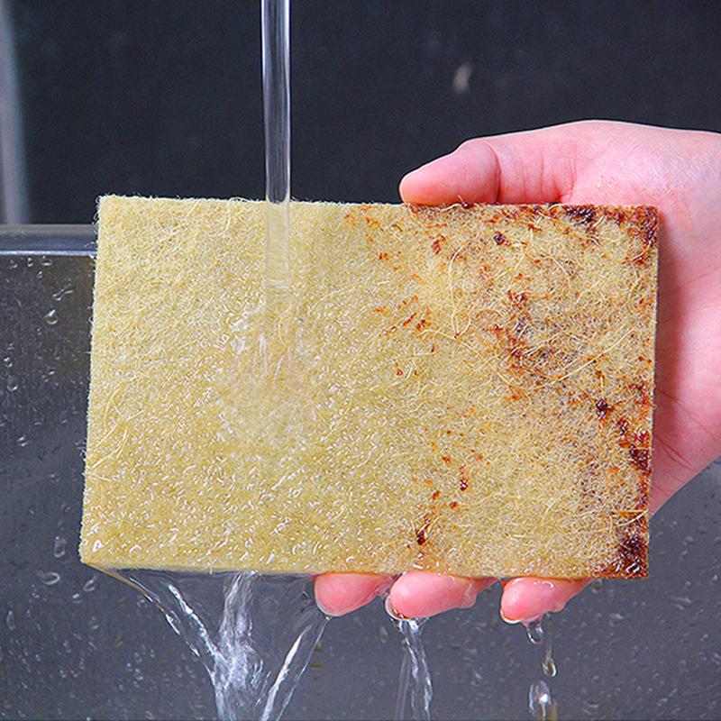 3/5/10 шт., губка для мытья посуды из микрофибры из сизаля, экологически чистая губка для чистки, утолщенная миска, кастрюля, мочалка, кухонный инструмент для чистки