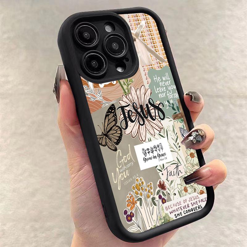 Jesus Collage Pattern Thick Shockproof Phone Case For iPhone 17 Air 16 e 15 14 13 12 11 Pro Max Plus Mini SE Soft Bumper Cover