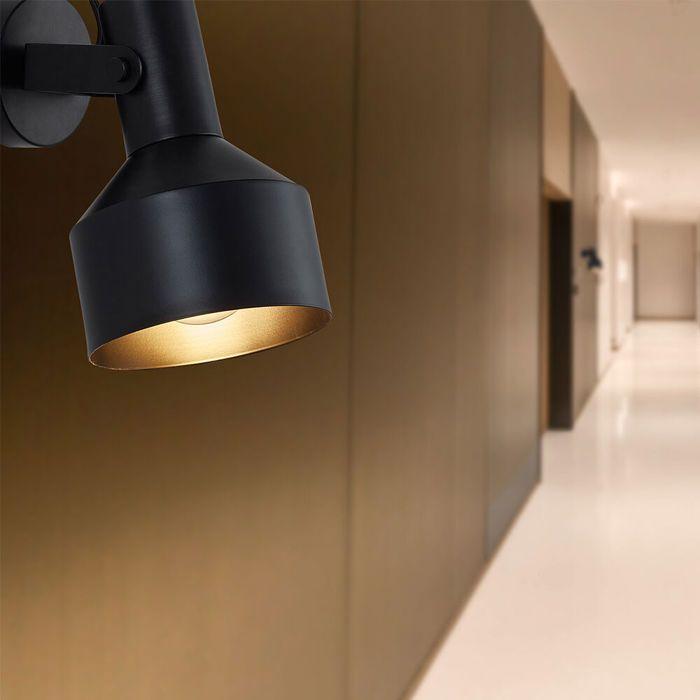 Applique murale décorative 1xE27 23W IP20 – Métal noir