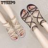 Roman Sandals Female Summer Net Celebrity Ins Flat Shoes Student Korean Version Lace-up Beach Shoes