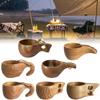 Handmade Wooden Milk Cup With Carrying Rope Portable Large Capacity Milk Coffee Tea Cup Reusable Water Cup For Outdoor Camping