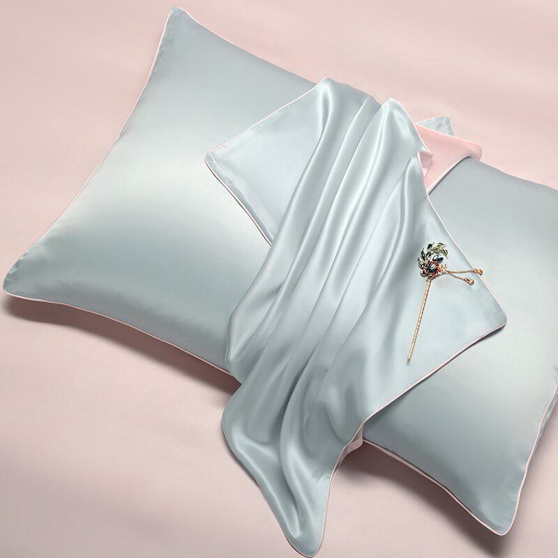 100% Pure Mulberry Silk Pillowcase 19 Momme Double-Sided Active Dyed Solid Color Single Pillow 48x74cm