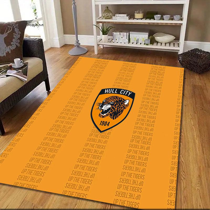 Hull City AFC Flannel Pattern Square Carpet,Area Rug,Carpet Rug for Living Room Bedroom Sofa Playroom Decor,Non-slip Floor Mat