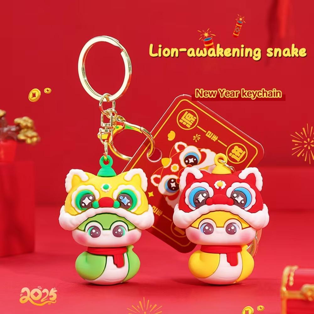 Blessing Lucky Snake Key Ring Cute Chinese New Year Pendant Creative Snake Year Keychain  Friends