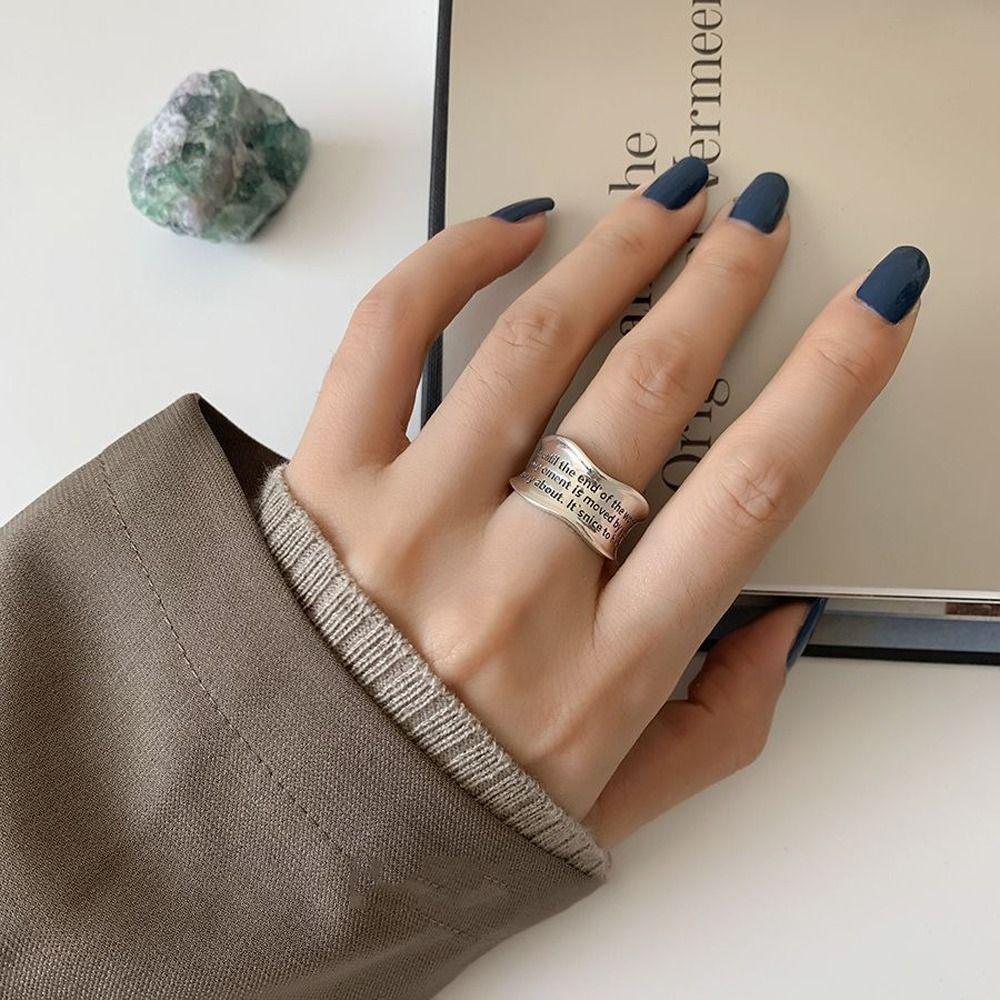 Carving Girl Gift Wavy Pattern Vintage Ring Women Opening Ring Fashion Jewelry Korean Style Ring