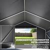 Portable garden shed. Bicycle tent. Roll-up door with zipper. Metal frame. Versatile storage. Dark gray