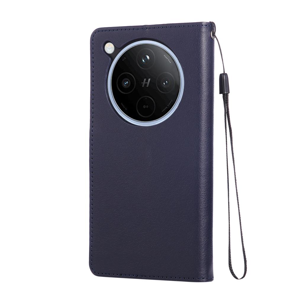 For Oppo Find X8 5G Case Wallet Stand View PU Leather Phone Cover with Wrist Strap