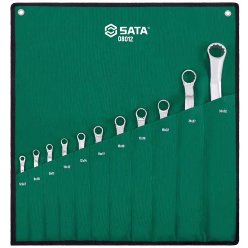 SATA 08012 Набор из 11 двусторонних рожково-накидных ключей, полностью полированный