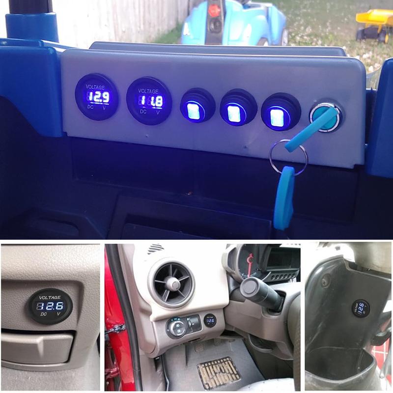 DC 12V 24V Car Voltmeter with LED Digital Display Waterproof Voltage Gauge Meter for Car Boat Marine Truck ATV UTV