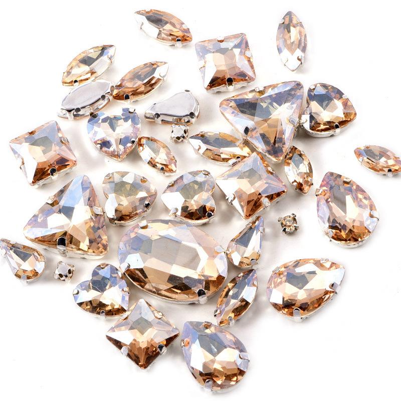 Смешанная дрель-лапка со стеклянным покрытием AB Crystal Швейная дрель Стразы Одинарная дрель DIY Ювелирные аксессуары Свадебные аксессуары для одежды